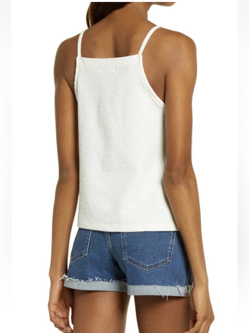 MADEWELL WHITE SLEEVELESS TEXTURAL SEERSUCKER APRON TANK TOP XL - Picture 2 of 10